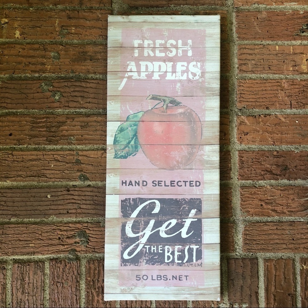 Canvas Fresh Apples Hand Selected Get the Best Wall Decor 20” x 8”